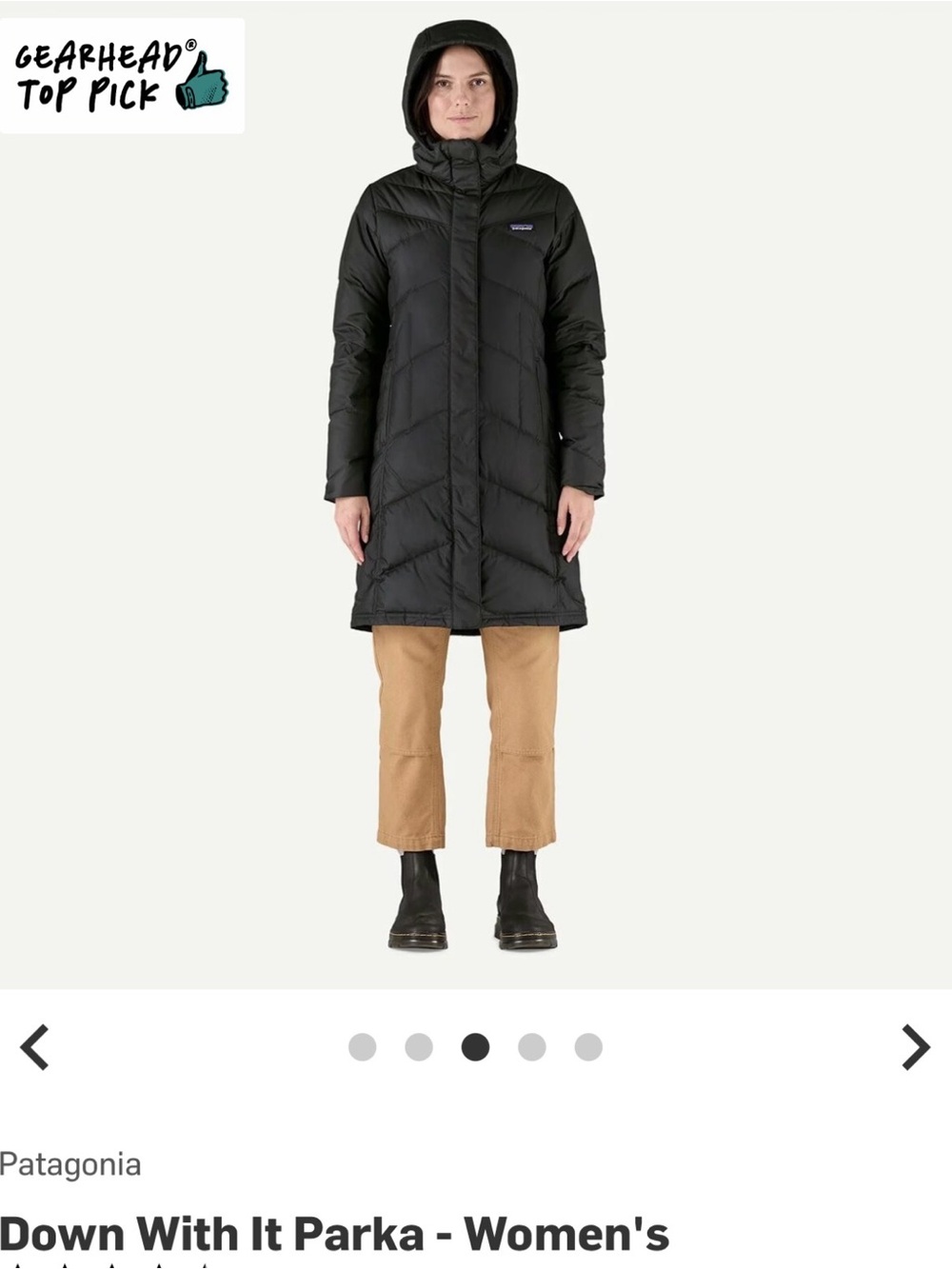 Patagonia Women’s Black Down Hooded Long Puffer Parka Size M